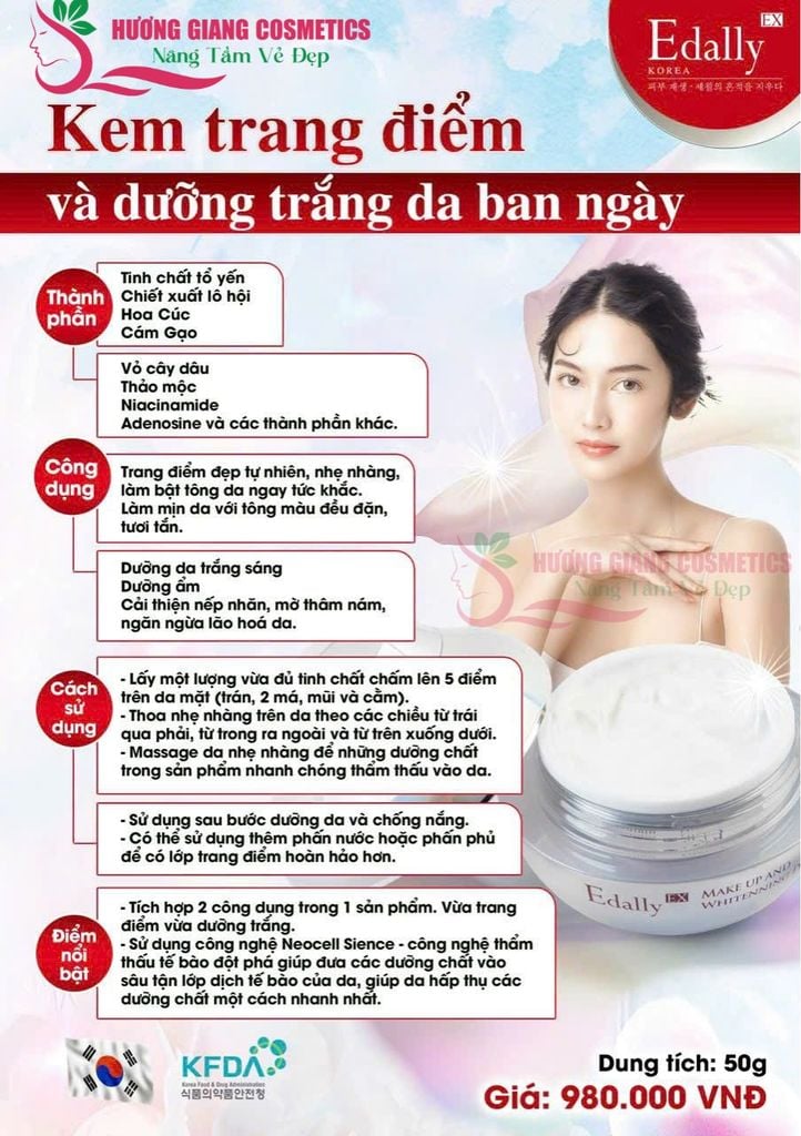 Kem trang điểm và dưỡng trắng ban ngày Edally EX Hàn Quốc 50g