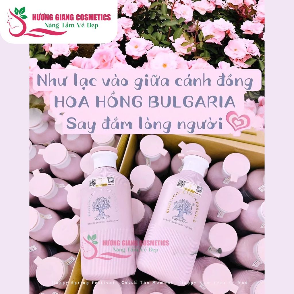 Dầu Gội Xả Hương Nước Hoa, Phục Hồi Tóc Biotin Hồng 500ml
