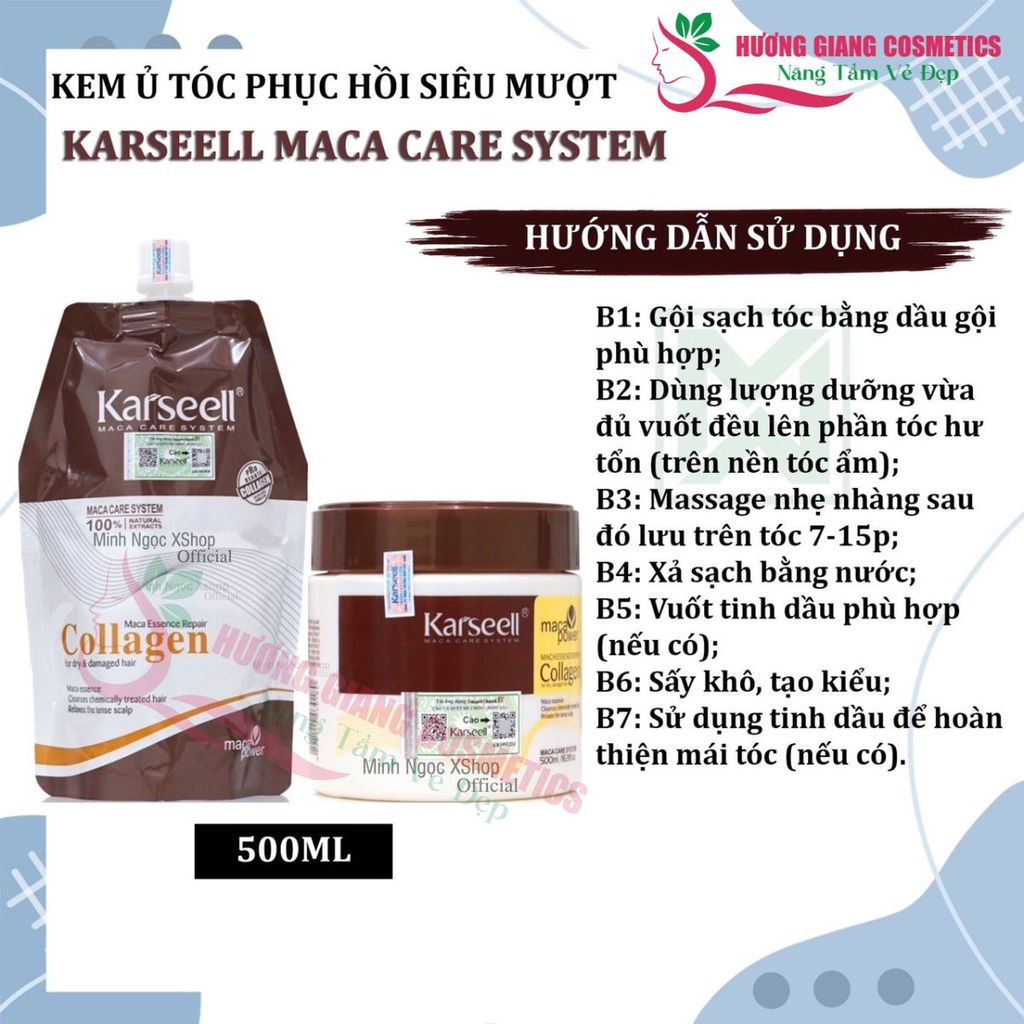 Dầu Hấp Tóc COLLAGEN KARSEELL MACA phục hồi tóc hư tổn 500ml