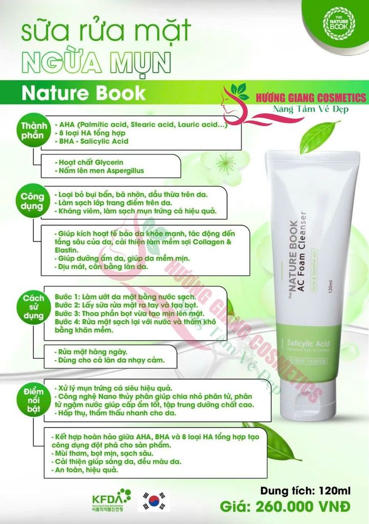 Sữa rửa mặt ngừa mụn The Nature Book Hàn Quốc 120ml