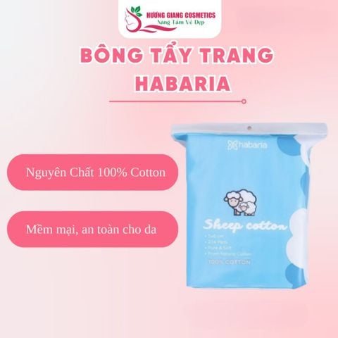 Bông Tẩy Trang Cừu Habaria Cho Da Nhạy Cảm Thấm Hút Nhanh 234 Miếng