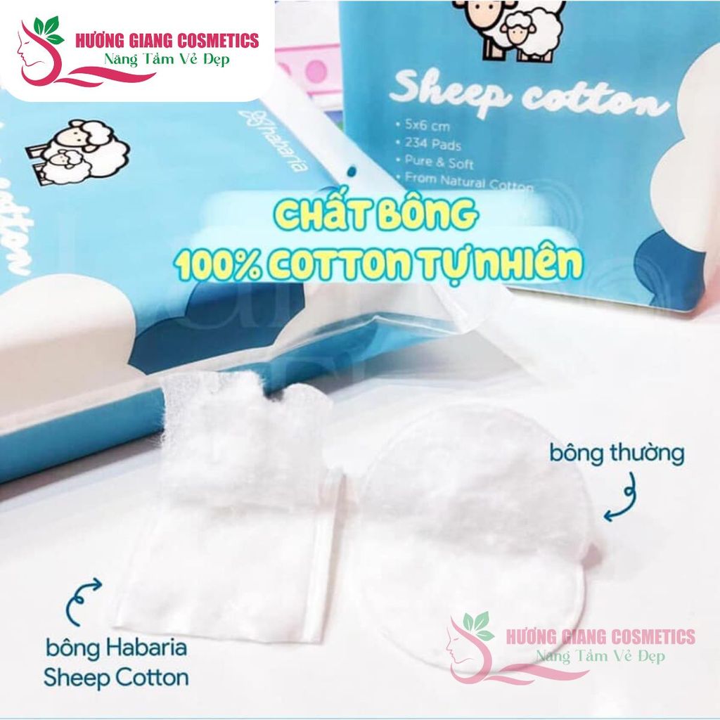 Bông Tẩy Trang Cừu Habaria Cho Da Nhạy Cảm Thấm Hút Nhanh 234 Miếng