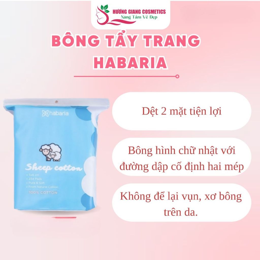 Bông Tẩy Trang Cừu Habaria Cho Da Nhạy Cảm Thấm Hút Nhanh 234 Miếng