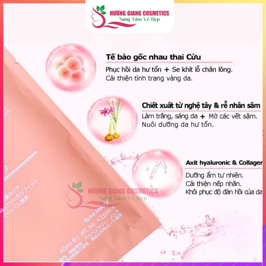 Mặt Nạ Nhau Thai Cừu Nhật Bản Rwine Beauty Dưỡng Da, Tái Tạo Collagen 40ml