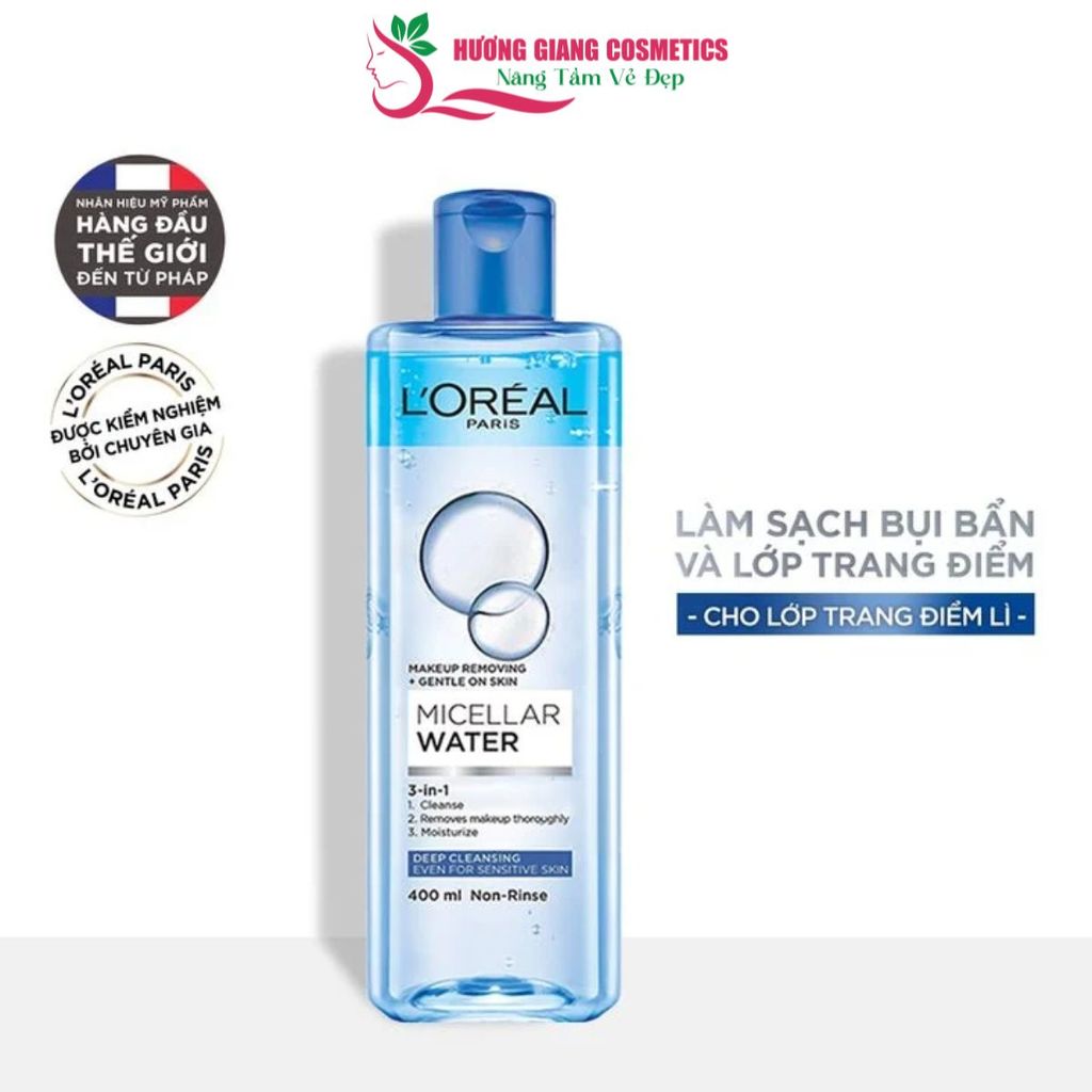 Nước Tẩy Trang L'ORÉAL Micellar Water 3IN1-400 ml-Làm Sạch Sâu
