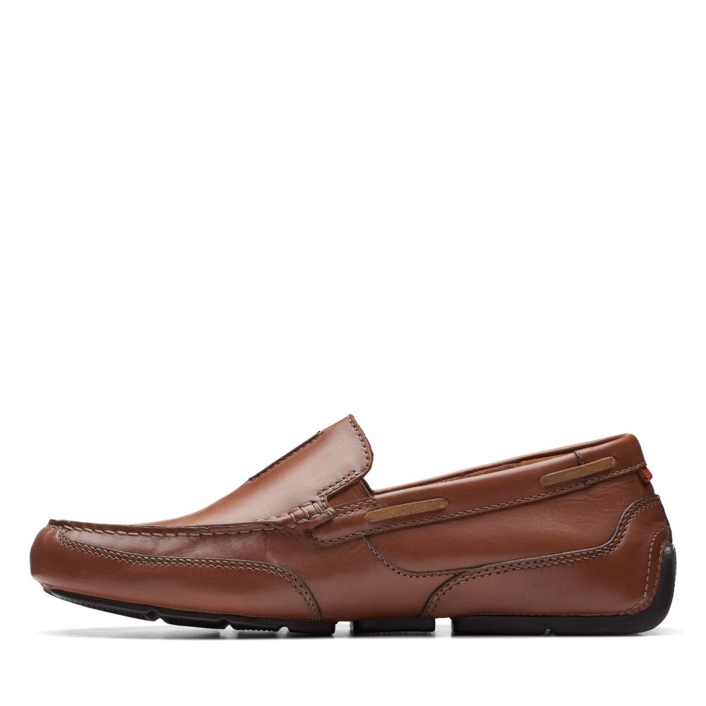 Chaussures à enfiler Flexway Step en cuir brun clair pour hommes Chaussures à enfiler Flexway Step en cuir brun clair pour hommes