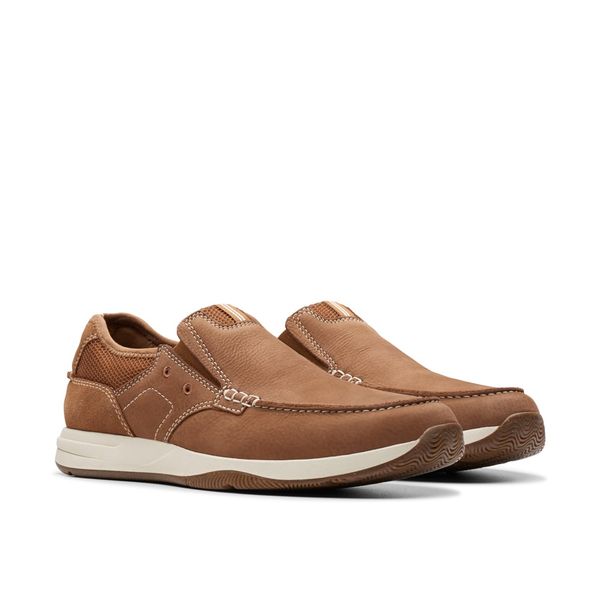Giày Lười Da Nubuck Nam Clarks - Sailview Step