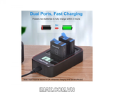 Bộ 2 pin 1 sạc đôi Ver 3 Kingma for GoPro Hero 9 Black, Hero 10 Black