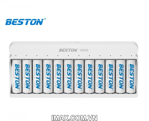 Sạc pin 12 khe AA AAA Beston C9025 sạc nhanh, tự ngắt khi đầy, đèn LED báo
