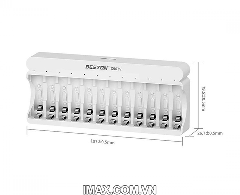 Sạc pin 12 khe AA AAA Beston C9025 sạc nhanh, tự ngắt khi đầy, đèn LED báo
