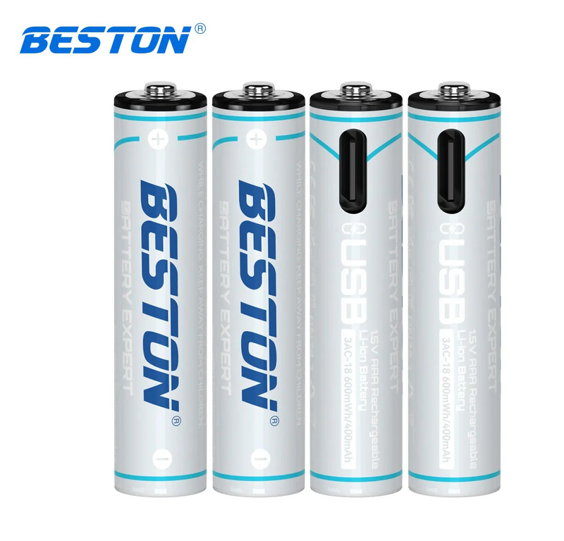 Pilas Recargables USB AAA Beston 3AC-18 - Potencia Inteligente y Duradera