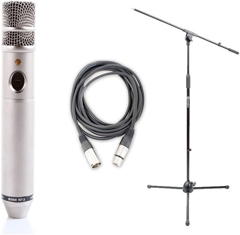 Amazon.com: Rode NT3 Cardioid Condenser Mic w/AxcessAbles Mic Stand Boom & 20ft XLR Cable: Musical Instruments