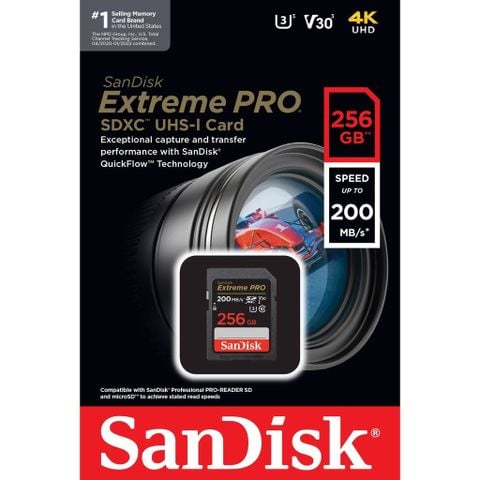 Thẻ nhớ Sandisk SDXC Extreme Pro 256GB 200/140Mb/s
