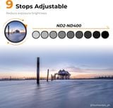 Kính lọc Filter K&Fconcept Nano-X ND2-400, giảm 1-9 stop