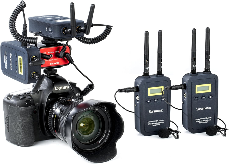 Saramonic Wireless Lavalier Microphone Bundle with 2 x 5.8G VmicLink5 Hifi Lav System and 1 x SR-AX100 Audio Mixer for Video Photography, TV, ENG, Interview and more: Amazon.ca: Musical Instruments, Stage &