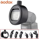 Ngàm gắn phụ kiện Godox S-R1 sử dụng bộ tản sáng Godox AK-R1 cho đèn đầu vuông