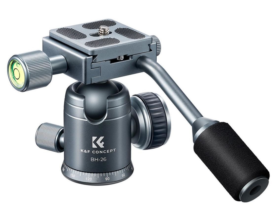 Đầu bi kim loại có tay cầm Xoay 360 độ K&F Concept BH-26 Xám (KF31.049V1)