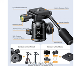 Đầu bi kim loại có tay cầm Xoay 360 độ K&F Concept BH-26 (KF31.049)