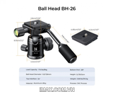 Đầu bi kim loại có tay cầm Xoay 360 độ K&F Concept BH-26 (KF31.049)
