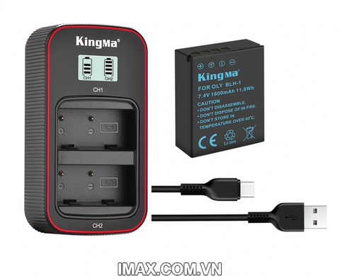 Bộ 1 pin 1 sạc đôi máy ảnh Kingma Ver 3 cho Olympus BLH-1