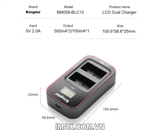 Bộ 2 pin 1 sạc đôi Kingma Ver 3 cho Panasonic DMW-BLC12