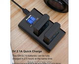 Bộ 2 pin 1 sạc đôi Ver 2 Kingma cho Nikon EN-EL14