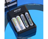Bộ 4 pin AA-800mWh + sạc AA & AAA Beston C8022B Ni-Mh 2.4V