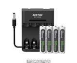 Bộ 4 pin AAA-500mWh + sạc AA & AAA Beston C8022B Ni-Mh 2.4V