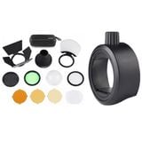 Ngàm gắn phụ kiện Godox S-R1 sử dụng bộ tản sáng Godox AK-R1 cho đèn đầu vuông