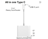 Đầu đọc thẻ 3 in 1 TF, SD, CF Type C cho Mac, Điện thoại