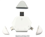 Đầu đọc thẻ TF, SD sử dụng 3 cổng Type C, Lighning, USB