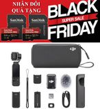 Combo 1: Máy quay DJI Osmo Pocket 3 Combo 1 + 3 thẻ 64GB 200MB/s, dán màn hình, khăn lau K&F