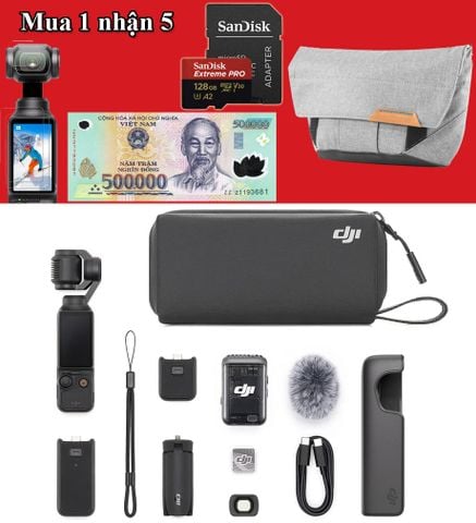 Combo đặc biệt: Máy quay DJI Osmo Pocket 3 Combo + Thẻ 512GB 200MB/s + Túi PD Chính hãng + Dán màn
