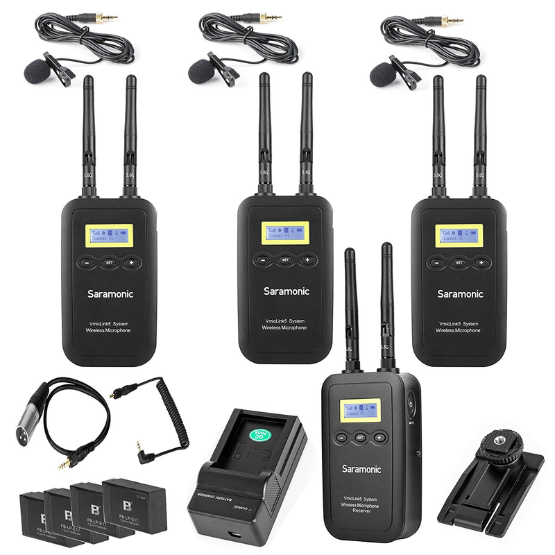 Saramonic VmicLink5 5.8GHz Wireless Lavalier Microphone System with 3 Lavalier Bodypack Transmitters & Porp Receiver - Walmart.com - Walmart.com