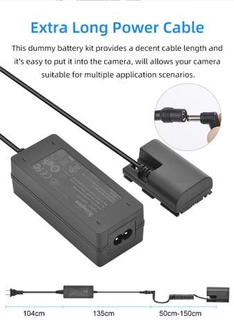 Bộ giả pin KingMa LP-E6 với Bộ chuyển đổi nguồn điện EU plug Power adapter