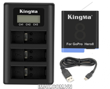 Bộ 2 pin 1 sạc ba Kingma for GoPro Hero 8 Black, Hero 7/6 Action Cameras KIT-GP8-BM043