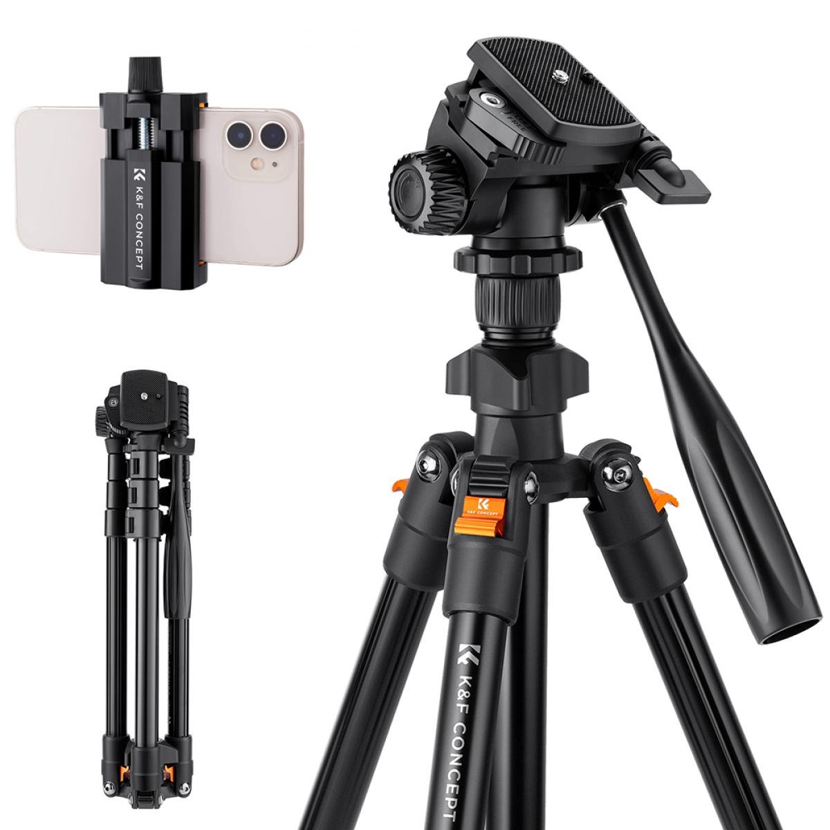 Chân máy ảnh K&F Concept K234A0+Video Head+Mobile Phone Clip - KF09.115