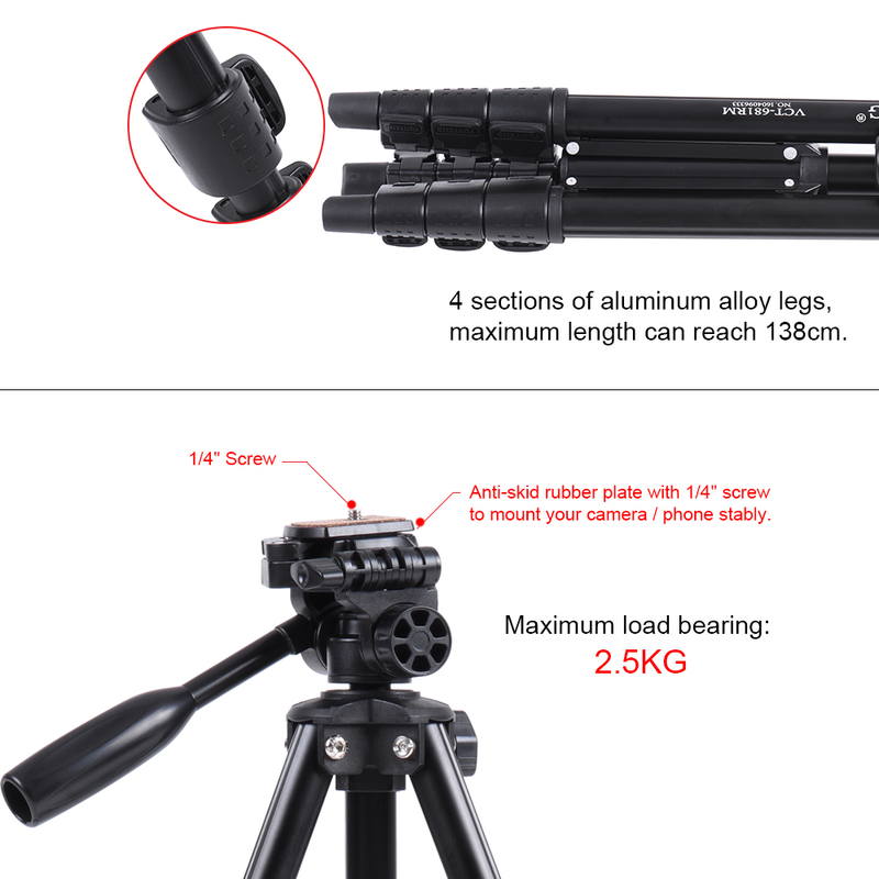 YUNTENG VCT-681 Professional Camera Tripod Flexible Tripod for Digital DSLR SLR Camera Yunteng 681
