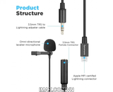 Lavalier Micro Microphone with detachable lightning connector for IOS