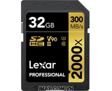 Lexar SDHC 32GB UHS-II, 2000X-300MB/s, Kèm Đầu đọc thẻ UHS-II