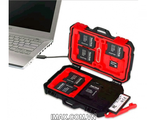 Đầu đọc thẻ kiêm Hộp đựng thẻ nhớ Backpacker, 3CF, 2SD, 3 Micro, 1 Chọc sim, tặng 1 chọc sim