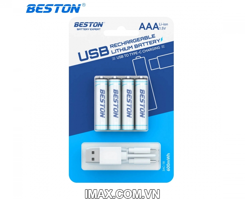 Pilas Recargables USB AAA Beston 3AC-18 - Potencia Inteligente y Duradera - Pila Recargable Usb Aaa 3ac18