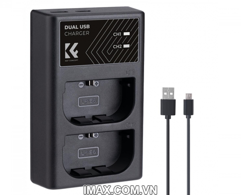 Sạc nhanh hai pin K&F Concept LP-E6/LP-E6N/LP-E6NH - KF28.0007