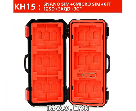 Hộp đựng thẻ nhớ Lynca KH-15, Chứa 6Micro, 12SD,3CF, 3XQD, 6Nanosim, 6MicroSim