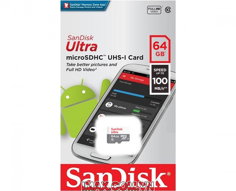 Thẻ nhớ Micro SDXC Sandisk 64GB Ultra 100MB/s