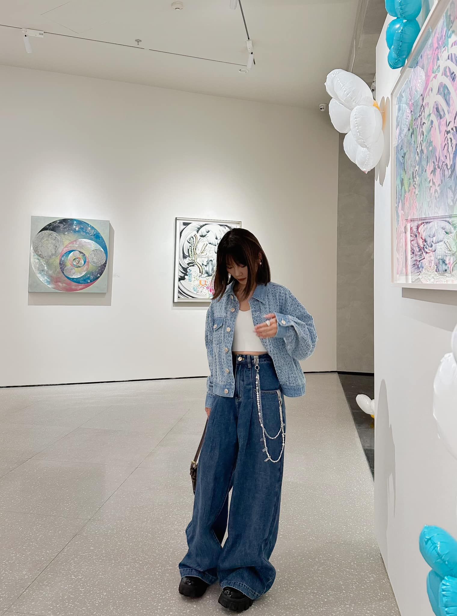  Bộ áo khoác jean và quần sooc jean 2 túi trước set 