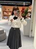  Sơ mi lụa trắng - nơ đen cổ 