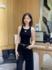  Tank top đen dọc sườn trắng - tim chữ trắng 