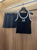  Tank top đen viền trắng - nơ ren 
