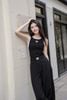  Tank top đen dọc sườn trắng - tim chữ trắng 